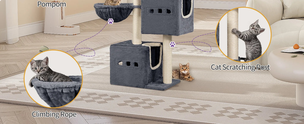 98 cm Multi-Level Cat Tree with 2 Cats caves