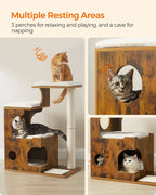 Feandra-Luxurious Cat Tree, Medium Cat Tower with 3 Beds (86 cm)