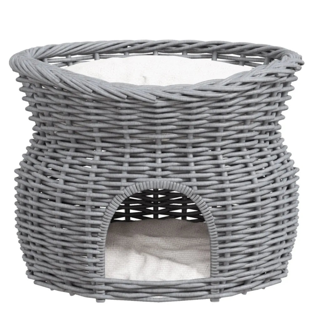 2-Tier Wicker Kitten Bed Basket