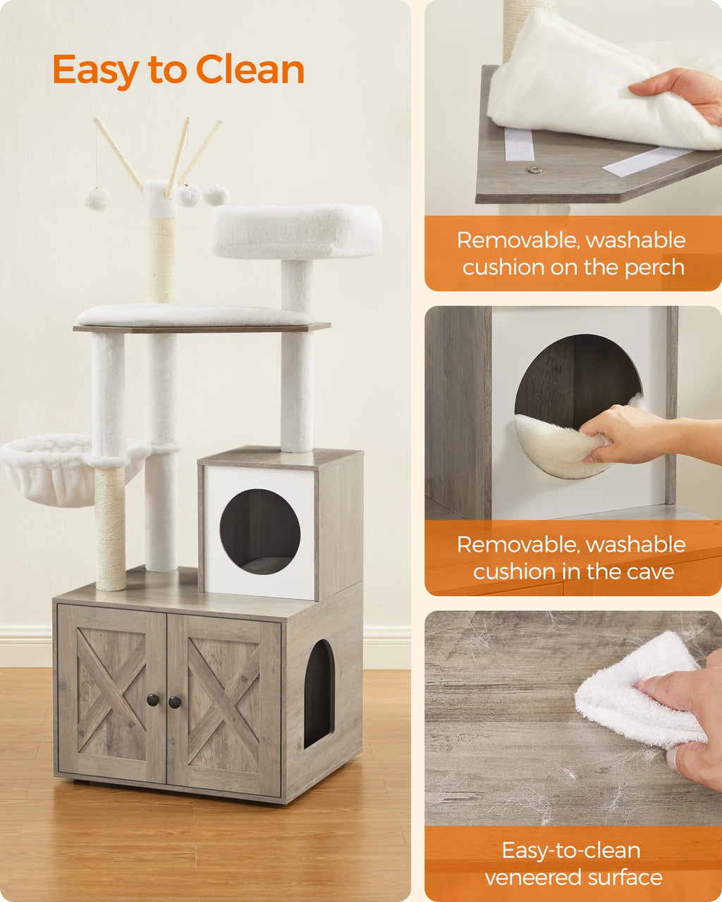 2 in 1 Feandrea WoodyWonders Cat Tree with Litter Box Enclosure