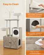 2 in 1 Feandrea WoodyWonders Cat Tree with Litter Box Enclosure