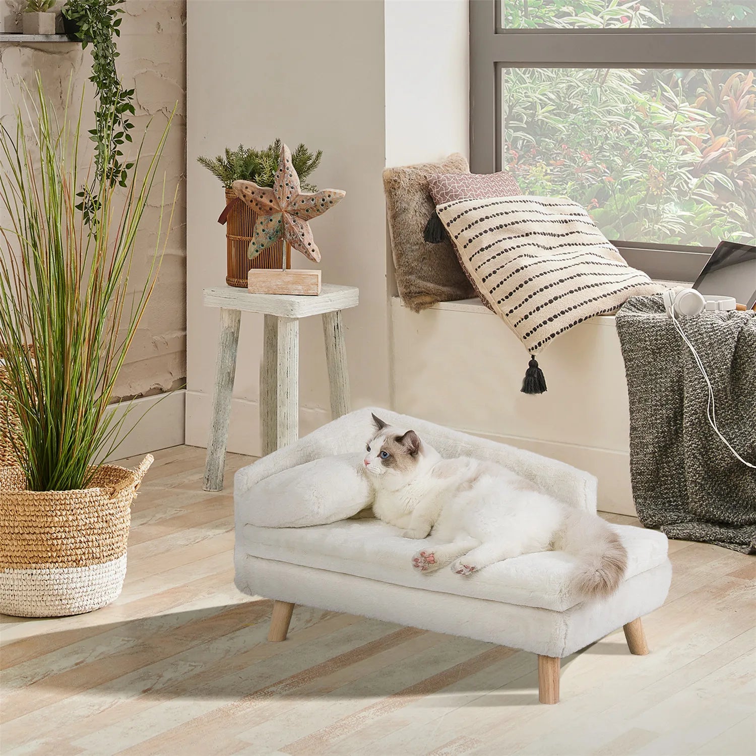 Waterproof Pet Sofa Dog Cat Bed Couch Raised Chair Lounger Plush Cover Cushion