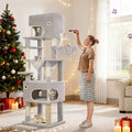 178 cm family sized Cat tree with 2 large Caves & 7 Sisal Posts