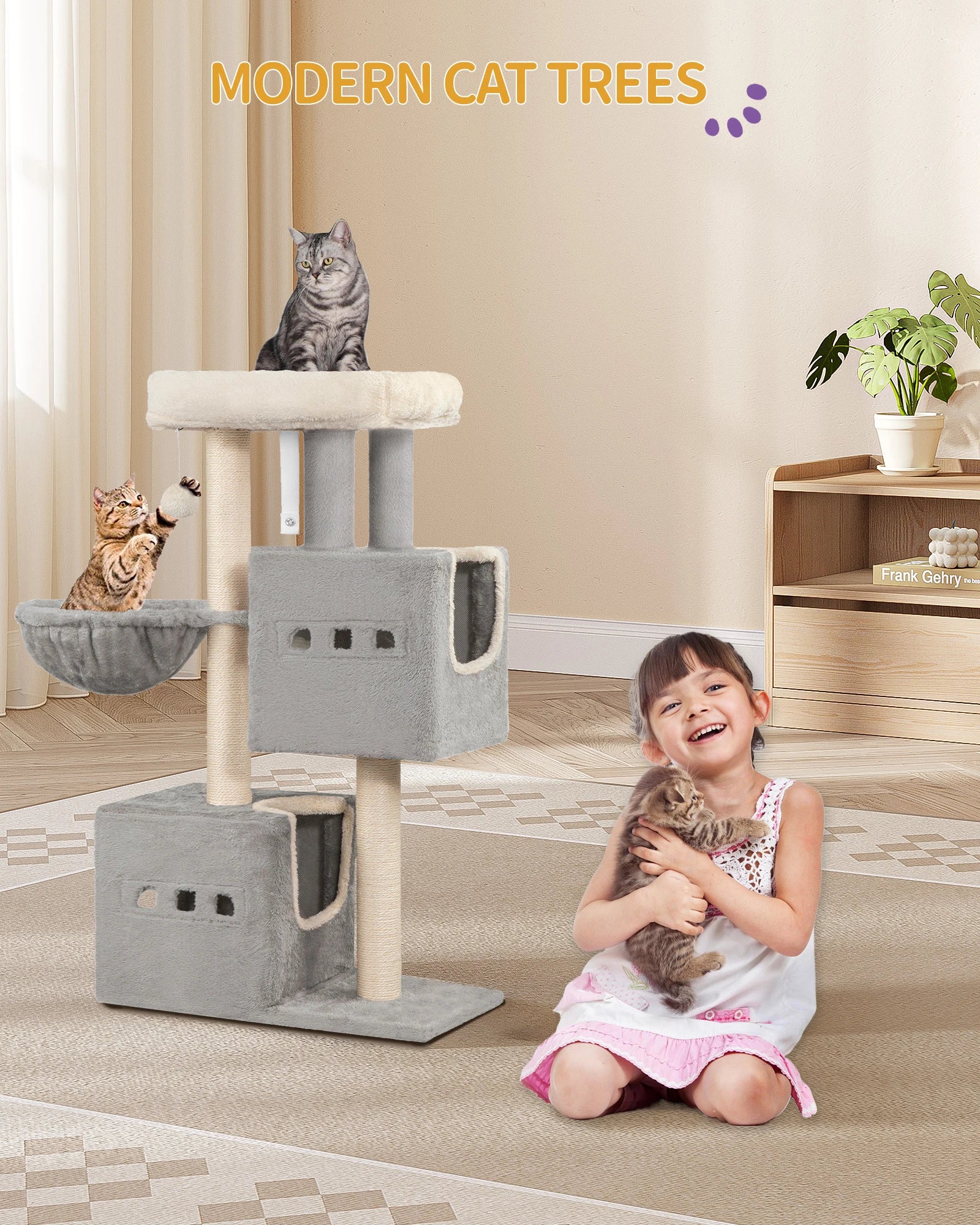 98 cm Multi-Level Cat Tree with 2 Cats caves