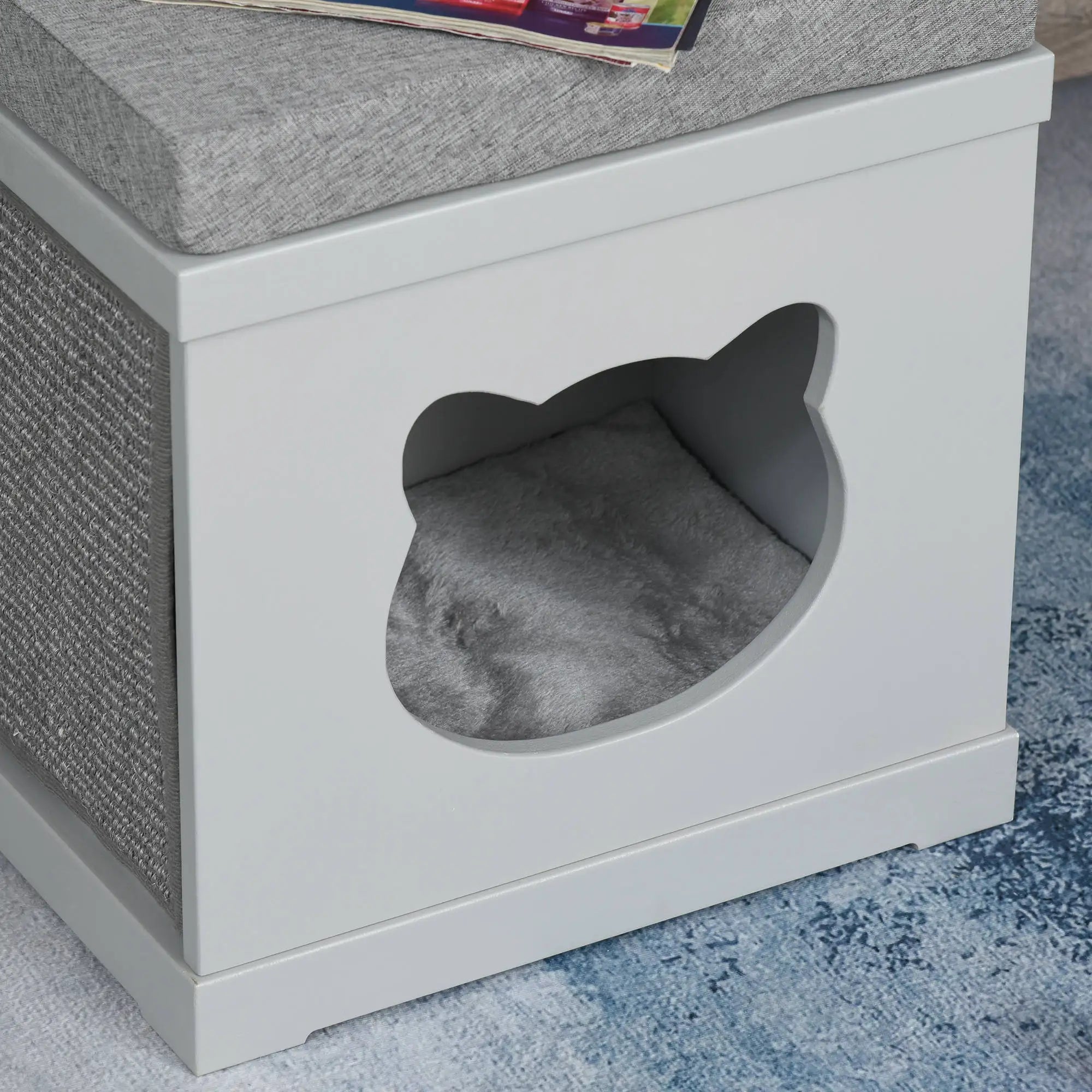 2 in 1 small Purrcave & cushioned stool for kittens