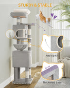 180 cm Multi-Level Cat condo with 8 Scratching Posts & 2 cat caves