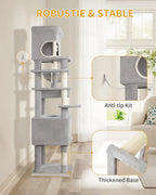 178 cm family sized Cat tree with 2 large Caves & 7 Sisal Posts