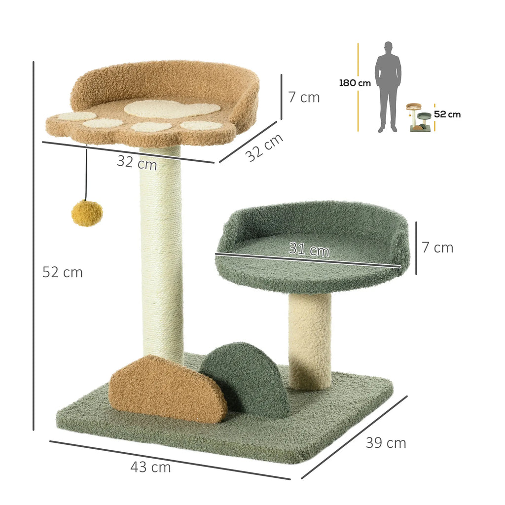 Paw themed kitten tower- Small Cat Tree with Toy Ball