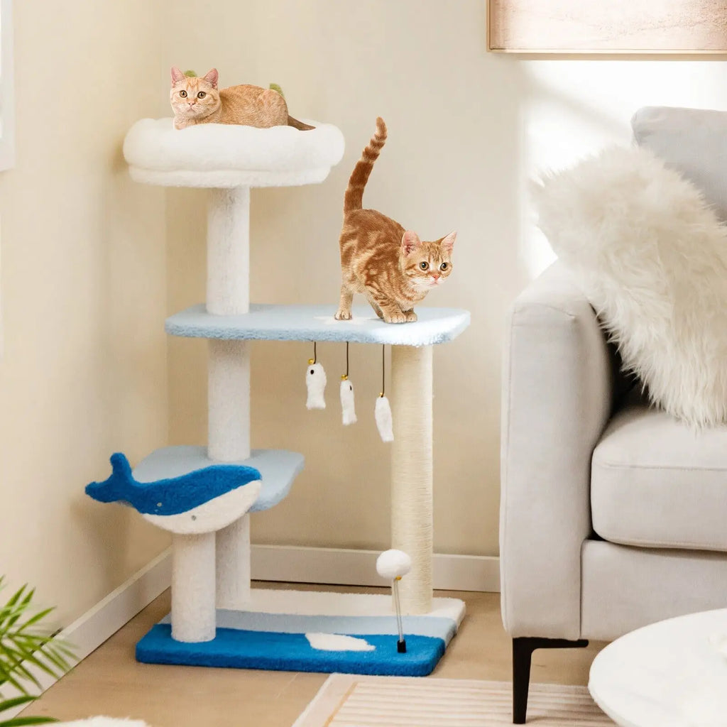 Ocean-themed Cat Tree 3-levesl