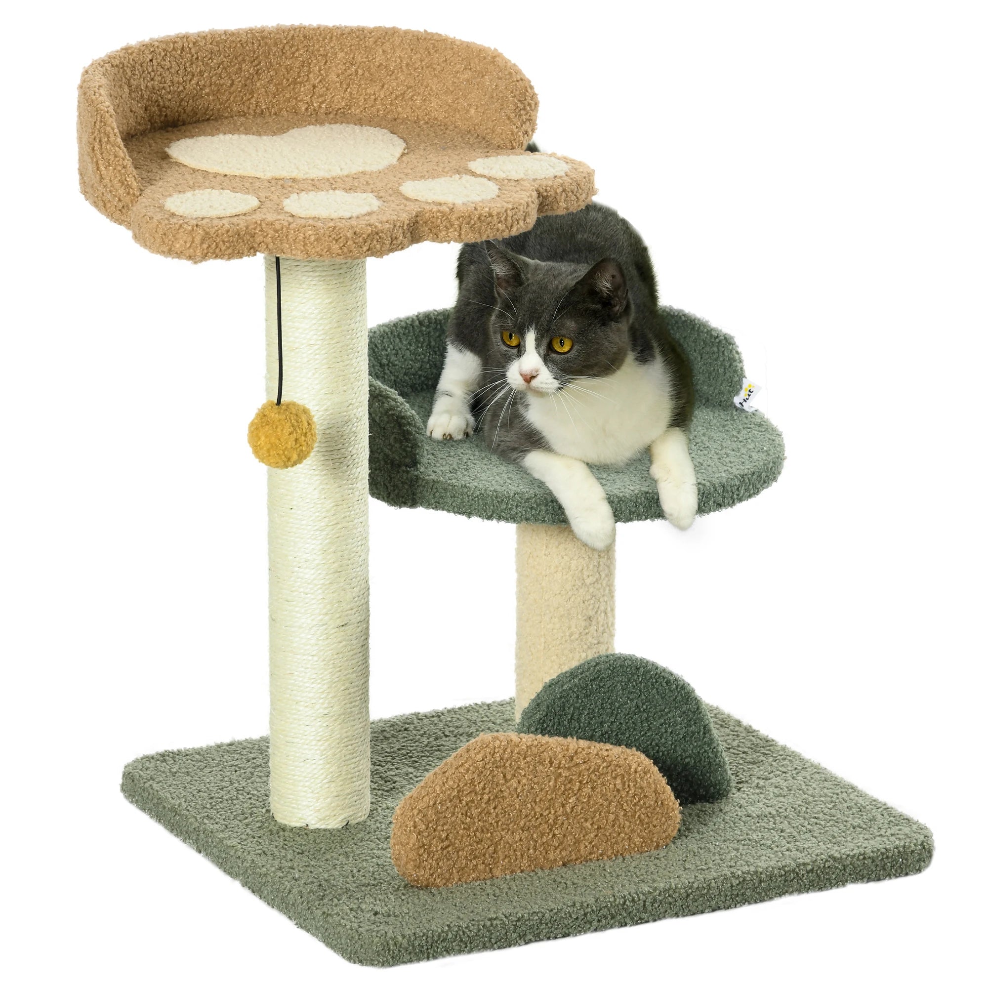 Paw themed kitten tower- Small Cat Tree with Toy Ball