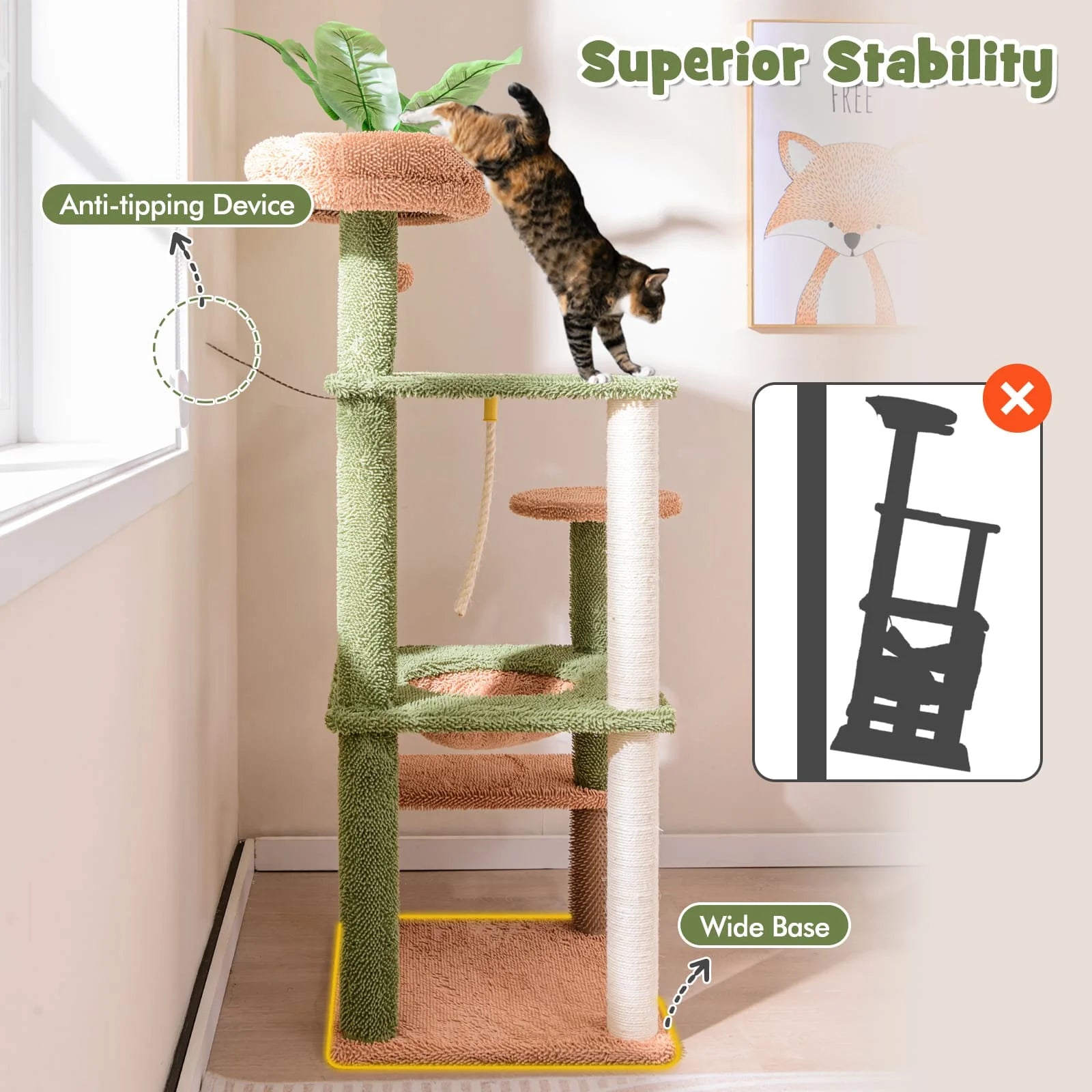 Jungle themed Indoor Cat Tree (152cm)