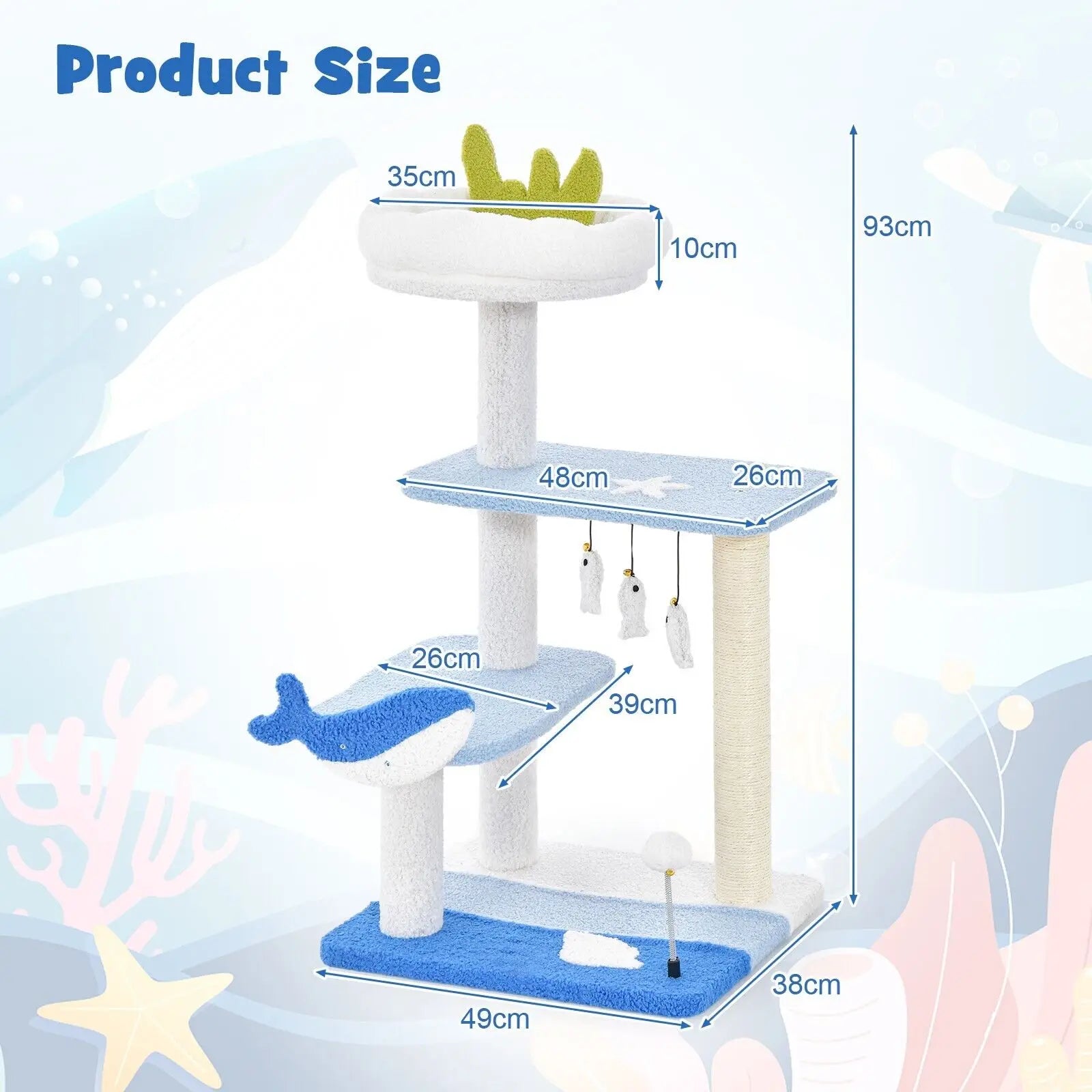Ocean-themed Cat Tree 3-levesl