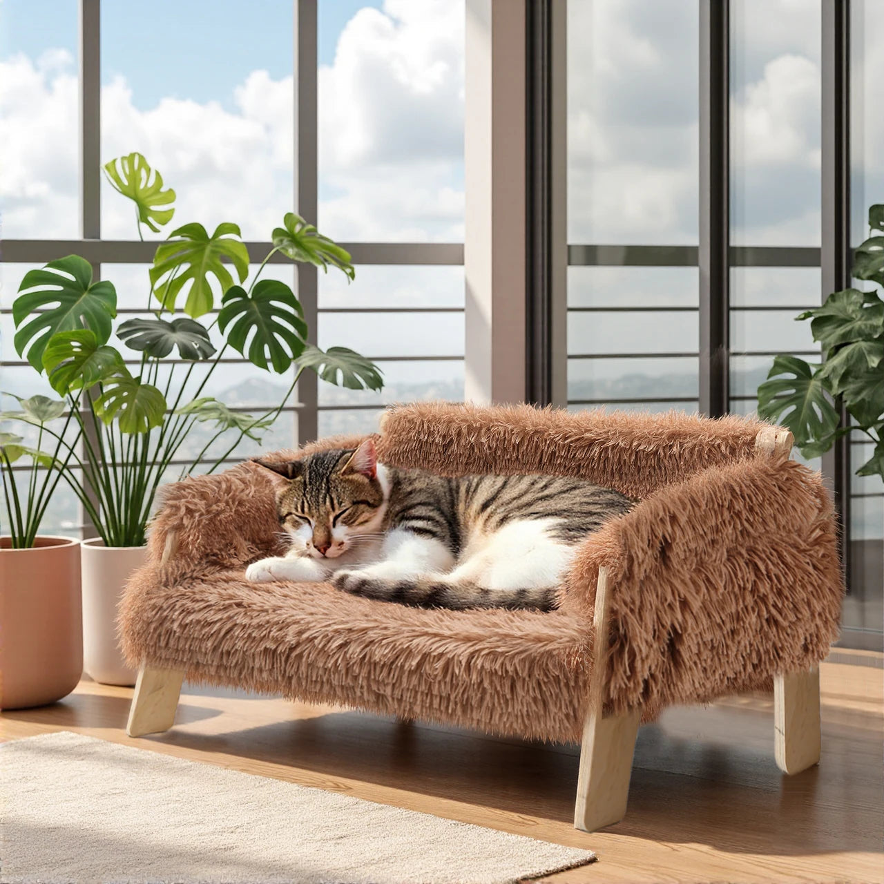 Soft Brown Cat Couch