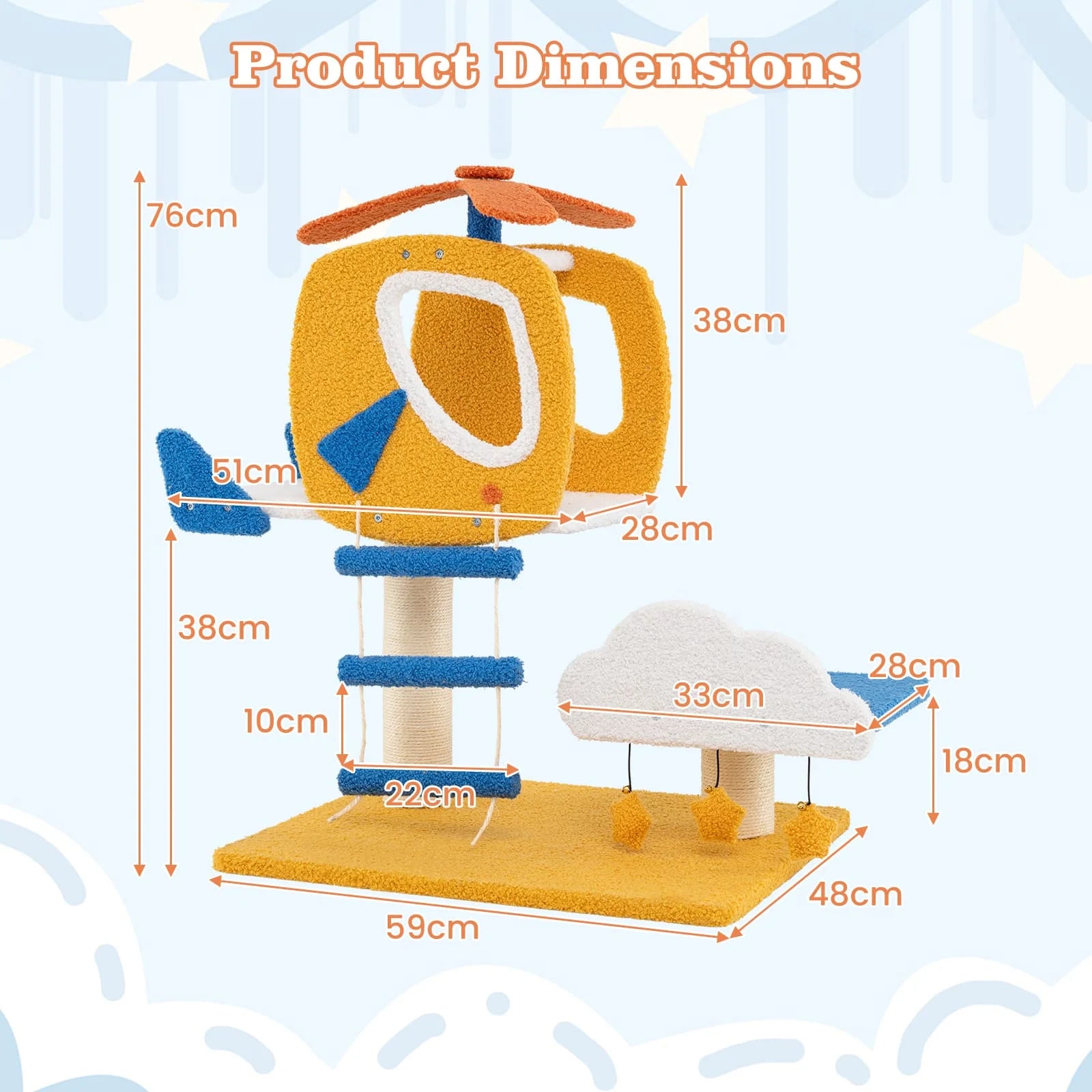 Playful DORTALA Aviation-themed Cat Tree with Helicopter Top Perch