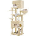 178 cm family sized Cat tree with 2 large Caves & 7 Sisal Posts