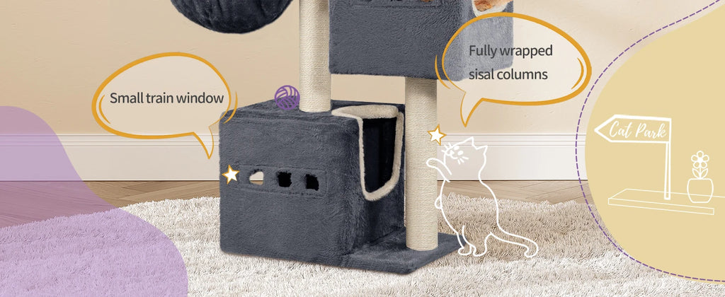 98 cm Multi-Level Cat Tree with 2 Cats caves