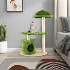 Cozy Wooden green Cat tree for small cats & kittens