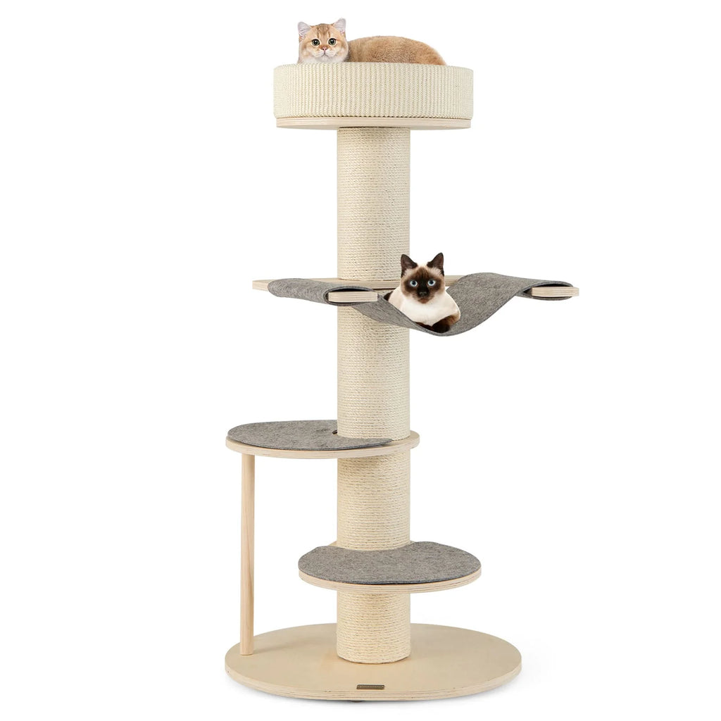 Cream Minimalistic Multi-layer Cat Tower with Hammock (120cm)