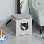 2 in 1 small Purrcave & cushioned stool for kittens
