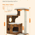 Feandra-Luxurious Cat Tree, Medium Cat Tower with 3 Beds (86 cm)