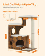 Feandra-Luxurious Cat Tree, Medium Cat Tower with 3 Beds (86 cm)