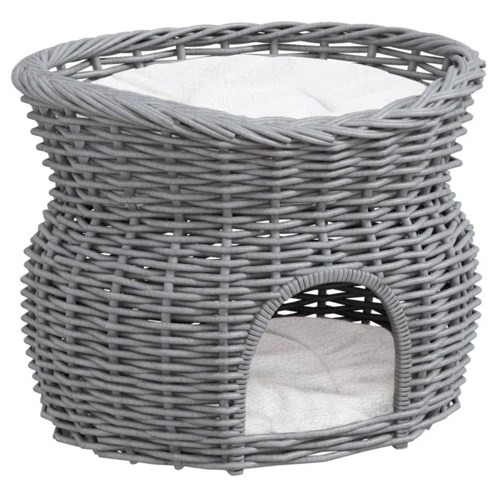 2-Tier Wicker Kitten Bed Basket