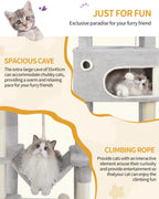 178 cm family sized Cat tree with 2 large Caves & 7 Sisal Posts