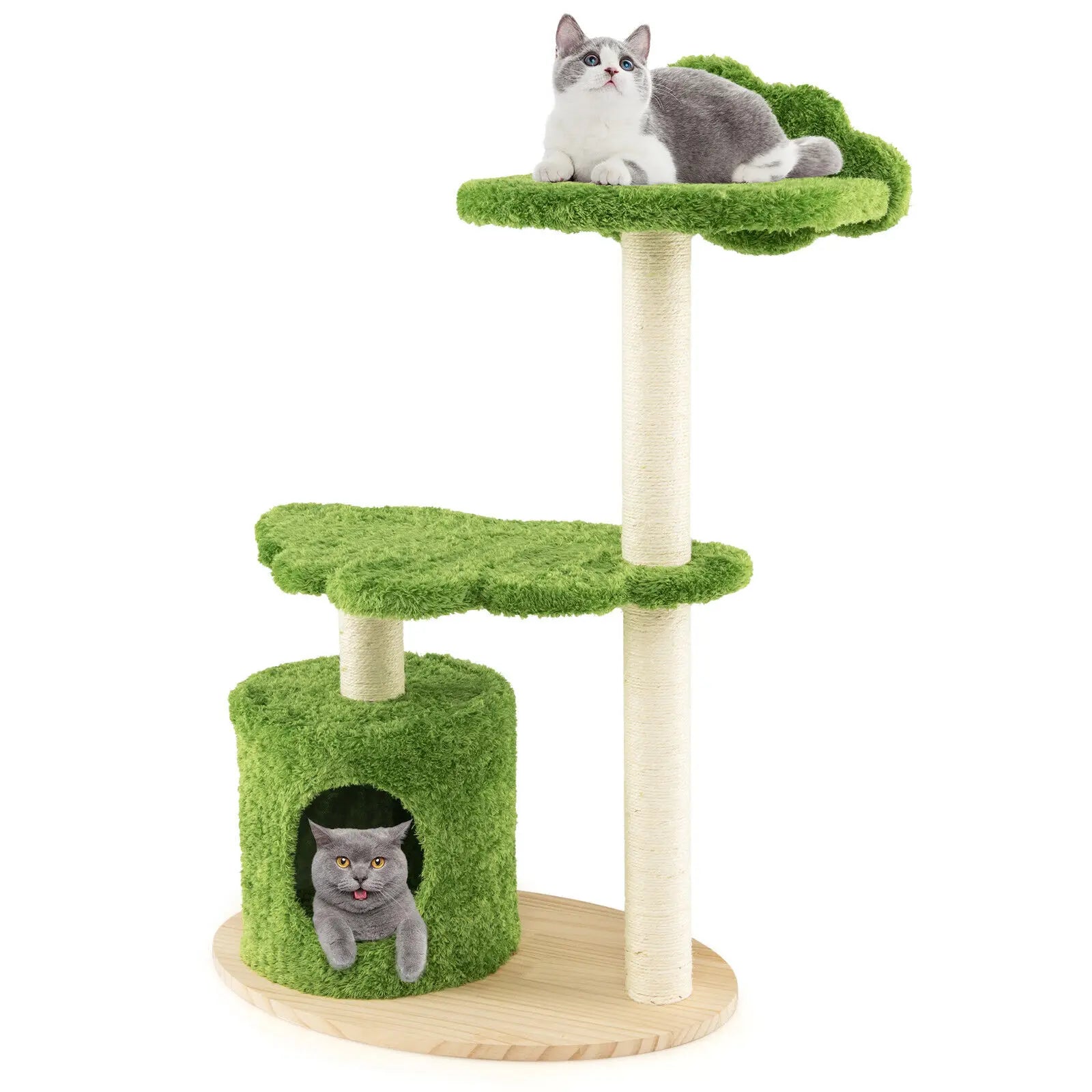 Cozy Wooden green Cat tree for small cats & kittens