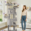 180 cm Multi-Level Cat condo with 8 Scratching Posts & 2 cat caves