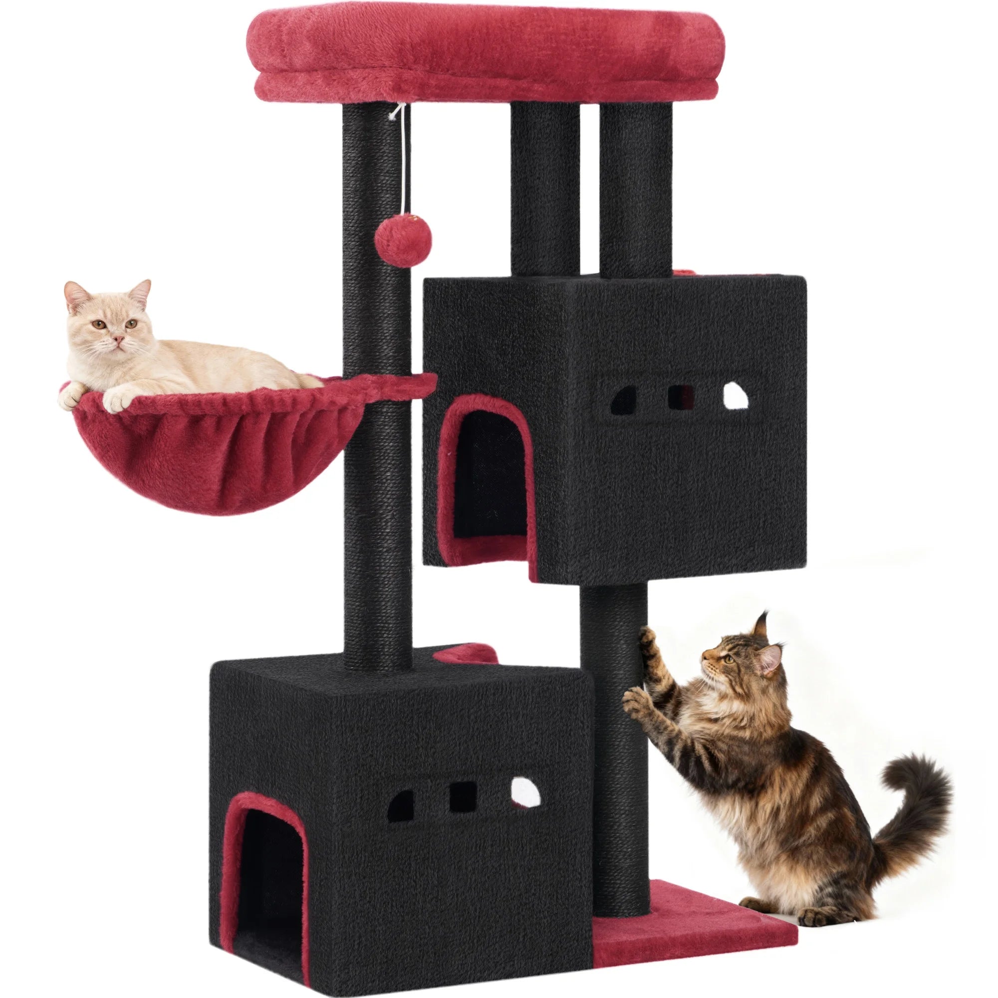 98 cm Multi-Level Cat Tree with 2 Cats caves