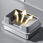 Stainless Steel no mess-Cat Litter Box with Lid and Scoop