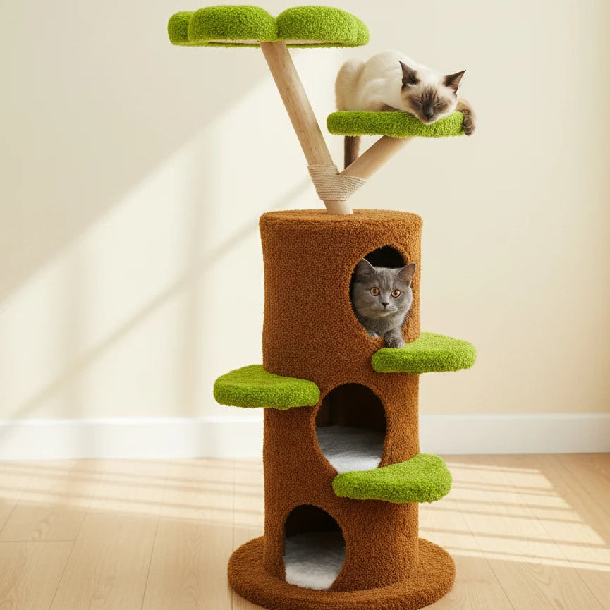58.2” Tall Cat Tree  with Luxury Cat Condo