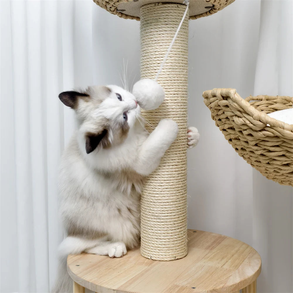 Premium 3-Tier Cat Tree with Scratching Posts and two Tower beds