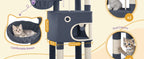 180 cm Multi-Level Cat condo with 8 Scratching Posts & 2 cat caves