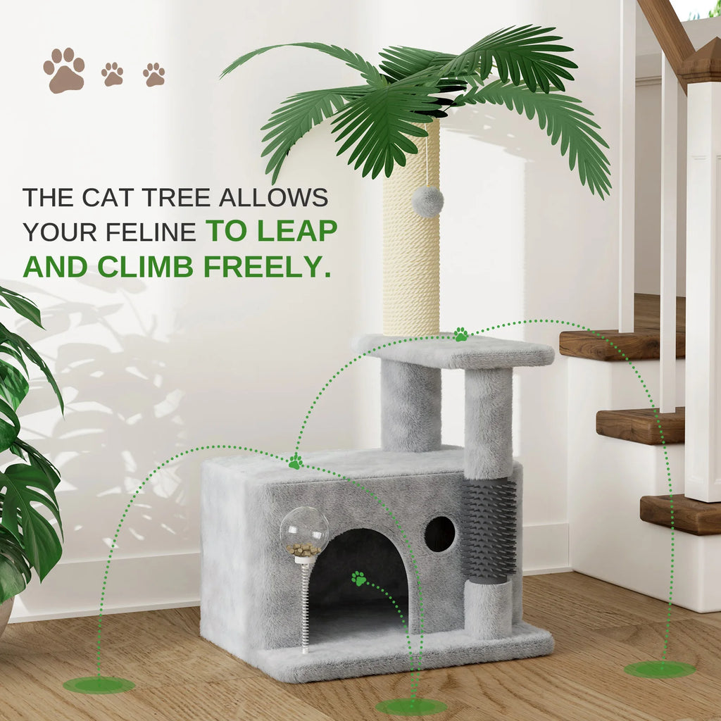 Jungle Cat cave with Stylish palm tree (90cm in 3 colours)