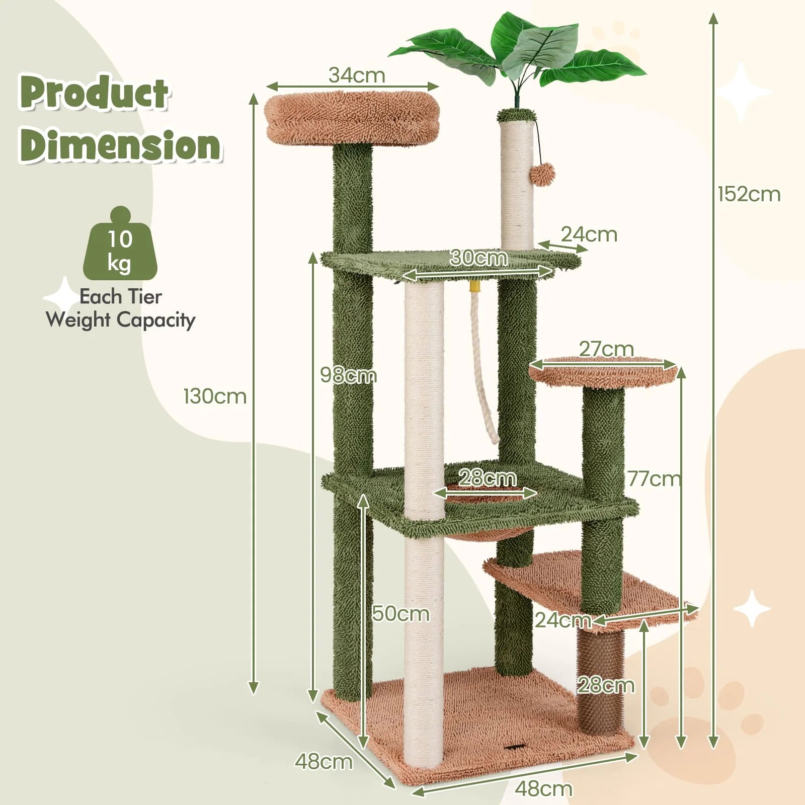 Jungle themed Indoor Cat Tree (152cm)