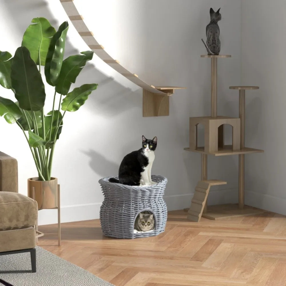 2-Tier Wicker Kitten Bed Basket